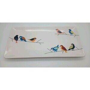 pier 1 imports Colorful Birds On Branch Tray Rectangular Ironstone